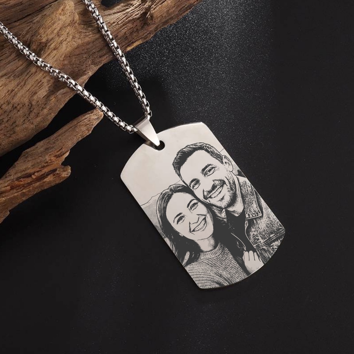 Nerezový náhrdelník s gravírovanou fotkou