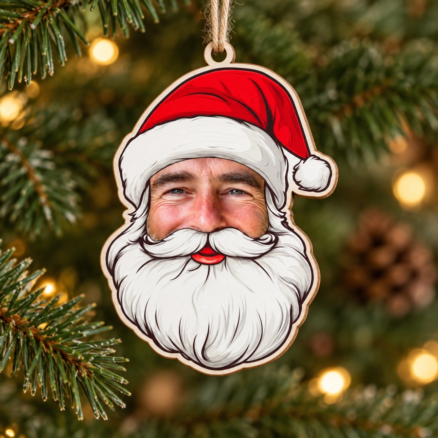 Vánoční ozdoba Santa s vlastním obličejem